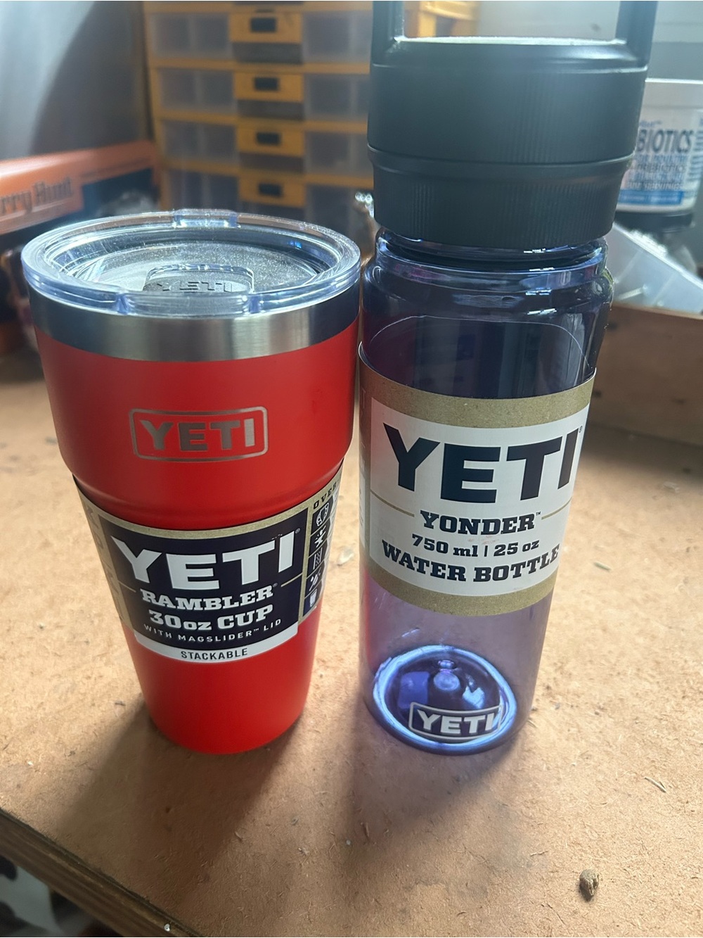 Yeti Red Rambler 30oz Cup & Blue Yonder 25oz Water Bottle Duo